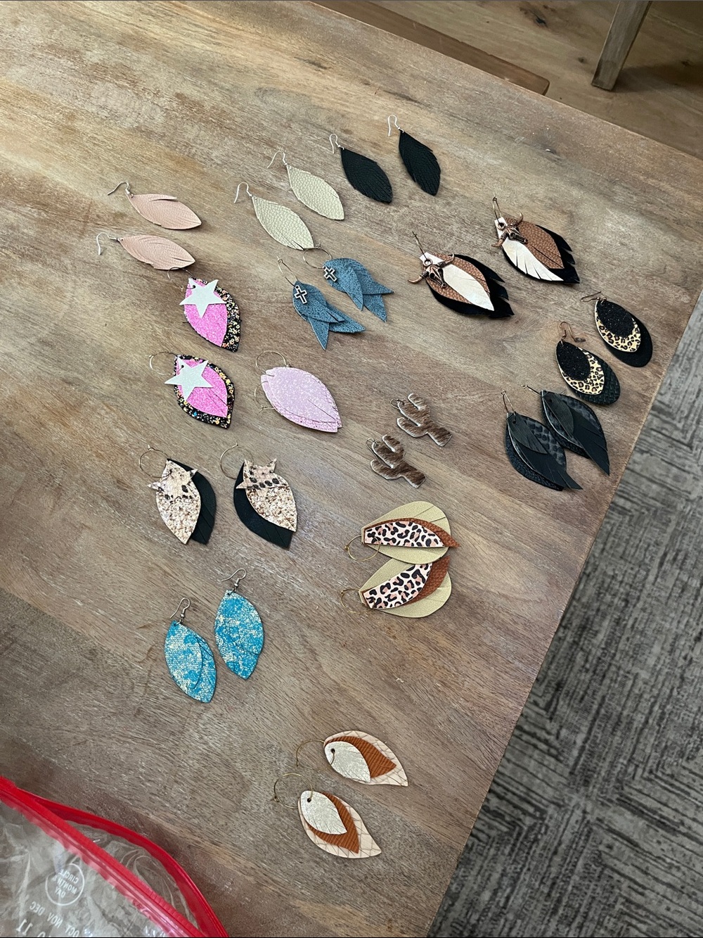 Hand cut leather earrings